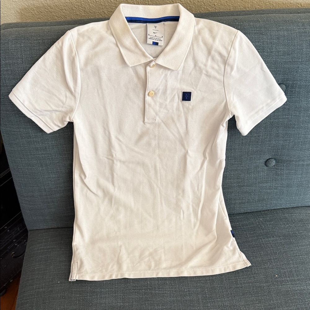 Nike Roger Federer Kids White Polo Shirt (Medium)